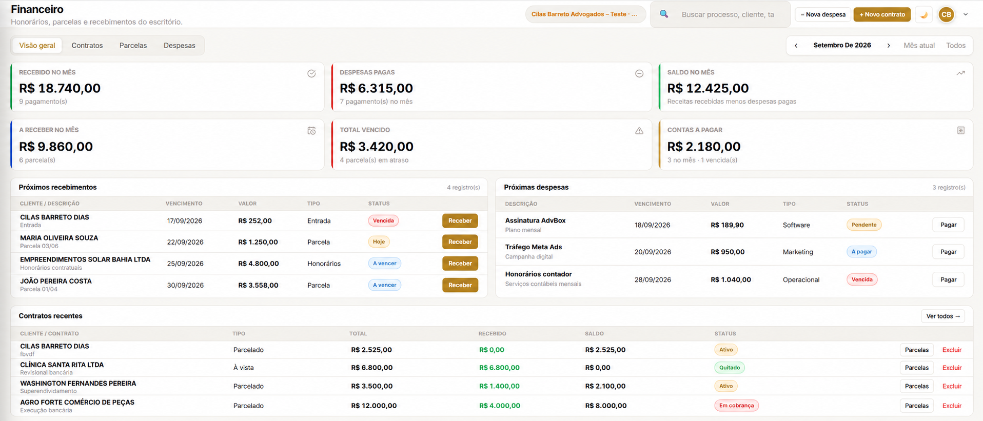 Financeiro do JurisFlow
