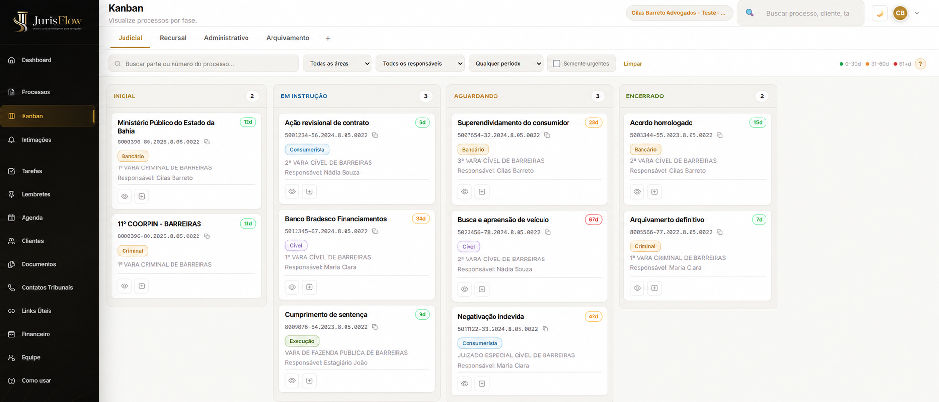 Kanban do JurisFlow